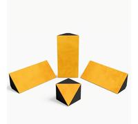 Kit di trappole acustiche per bassi in velluto: 3 «mini-Cinematic-bt» + 1 «TRICUB-Sinematic» | Per montaggio in angolo tra soffitto e parete | Arte fonoassorbente decorativa | [Giallo | N-TRAP+TRICUB]