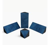 Kit di trappole acustiche per bassi in velluto: 3 «mini-Cinematic-bt» + 1 «TRICUB-Sinematic» | Per montaggio in angolo tra soffitto e parete | Arte fonoassorbente decorativa | [Blu | N-TRAP+TRICUB]