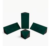 Kit di trappole acustiche per bassi in velluto: 3 «mini-Cinematic-bt» + 1 «TRICUB-Sinematic» | Per montaggio in angolo tra soffitto e parete | Arte fonoassorbente decorativa | [Verde | N-TRAP+TRICUB]