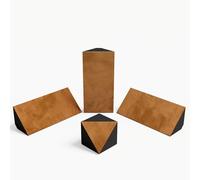 Kit di trappole acustiche per bassi in velluto: 3 «mini-Cinematic-bt» + 1 «TRICUB-Sinematic» | Per montaggio in angolo tra soffitto e parete | Arte fonoassorbente decorativa | [Dorato | N-TRAP+TRICUB]