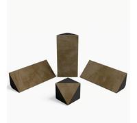 Kit di trappole acustiche per bassi in velluto: 3 «mini-Cinematic-bt» + 1 «TRICUB-Sinematic» | Per montaggio in angolo tra soffitto e parete | Arte fonoassorbente decorativa | [Beige | N-TRAP+TRICUB]