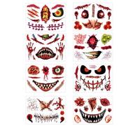 Kit di trucco di Halloween, adesivi per costumi - Adesivo creativo viso temporaneo | Adesivo viso orrore cicatrice maschera di Halloween, calcoma