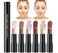 Kit di trucco in crema illuminante in 6 colori, 3 pezzi a doppia estremità per scolpire le guance, kit correttore impermeabile a lunga durata per tutti i tipi di pelle