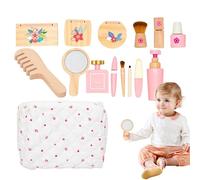Kit di trucco , parrucchiere e trucco in legno,Trucco giocattolo di vestire sicuro - Fingere di giocare a giocattoli da parrucchiere, educazione precoce interattiva per fi