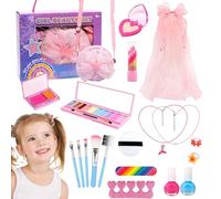 Kit di trucco per bambini - Giocattoli portatili realistici e lavabili,Astuccio per trucco per bambini - per compleanno, Natale, viaggio, festa, scuola, spiaggia, scena e spettacolo