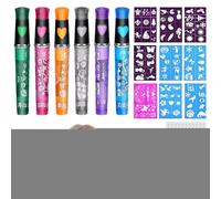 Kit di trucco per pittura per il viso, pennarelli per pittura per il viso, matite per corpo a base d'acqua, 6 colori con 9 stampini, sicuro per le p