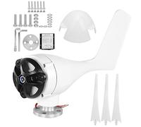 Kit di turbine con generatore a 3 pale, kit turbina eolica piccolo da 1200 W, regolatore di carica ibrido, kit turbina eolica per ricarica domestica, casa e officina (blu 24 V) (bianco 48 V)