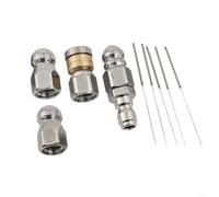 Kit di ugelli per idropulitrici in acciaio inox resistente con 5 ugelli per tubi flessibili e ago, progettato per rompere e lavare i blocchi di scarico, dimensioni filettatura 1/4" NPT