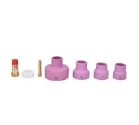 Kit di ugello torcia di saltura TIG - 7 pezzi Accessori in ceramica e rame set per pistole WP17 WP18 WP26 con scatole di stoccaggio in plastica e facile installazione, materiali