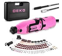 Kit di utensile multifunzione 170W: DEKOPRO 126pc Kit Multiuso per DIY, Mini trapano elettrico per legno/metallo - con albero flessibile per rettifica, incisione, lucidatura, pulizia (Rosa)