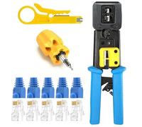 Kit di utensili a crimpare Cat5 Cat6 RJ45 RJ11 pinza crimpatrice per cavi di rete, strumento di crimpatura Ethernet per connettore pass-through