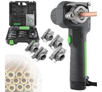 Kit di utensili elettrici per svasatura per tubi in rame e alluminio, include 5 morsetti svasati e sbavatore, design senza fili, adatto per tubi da 1/4" a 3/4"