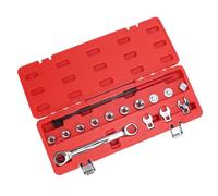 Kit di Utensili per Cinghia serpentina con Chiave a cricchetto, Adattatore per Bussola, Asta di Estensione per Bussola a 6 Punte, Set di Utensili per Cinghia serpentina a cricchetto in Metallo da 15