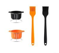 Kit di utensili per condimenti per barbecue con pennello in silicone e pentola per salse, resistente al calore, per cucinare e cuocere all'aperto, set da 6 o 12 pezzi con supporto (set da 6 pezzi)