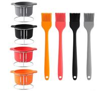 Kit di utensili per condimenti per barbecue con pennello in silicone e pentola per salse, resistente al calore, per cucinare e cuocere all'aperto, set da 6 o 12 pezzi con supporto (set da 12 pezzi)