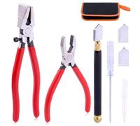 Kit di utensili per il taglio del vetro resistente Dispenser di olio Cacciavite Pinza da corsa per vetro per rompere il vetro macchiato Breaker Grozer pinze