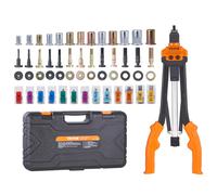 Kit di utensili per rivetti VEVOR da 16 pollici con 13 mandrini metrici e SAE, 186 dadi per rivetti, retrazione semi-automatica M3 M4 M5 M6 M8 M1