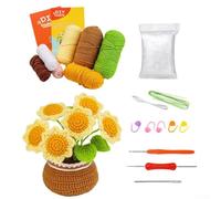 Kit di vasi da fiori all'uncinetto per principianti, con guida passo passo e video tutorial - Set fai da te per bouquet di lana fatti a mano per decorazione domestica e regalare(B)
