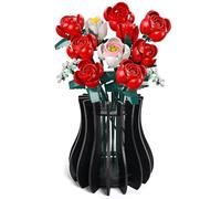 Kit di vasi in legno per rose Lego, fiori di ciliegio, girasole, tulipani, narcisi, loto, grazioso vaso di fiori per bouquet Lego, decorazione per la casa, per donne e adulti (nero)