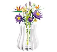 Kit di vasi in legno per rose Lego, fiori di ciliegio, girasole, tulipani, narcisi, loto, grazioso vaso di fiori per bouquet Lego, decorazione per la casa, per donne e adulti (bianco)