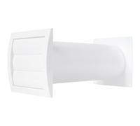 Kit di ventilazione a parete passante da 100mm, regolabile, cappa di sfiato per asciugatrice con tubo e connettore per condotta, colore: Bianco - Plastica - con zanzariera integrata