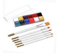 Kit di Vernice per Faccia a 12 Colori 6 Pennelli per il Trucco Palco Dipinto di Acrilico Set Rullo Ad Acquerello Forniture per Bambini Adulti Numeri di Olio Inch