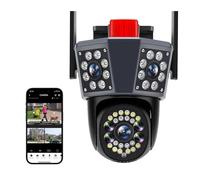 Kit di videosorveglianza DVR 12MP 6K PTZ Outdoor Camera - Videosorveglianza a tre schermi con rilevamento automatico e rilevamento del movimento, include scheda SD da 32 GB, CCTV IP per una maggiore