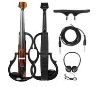 Kit Di Violino Professionale Violino Elettrico Silenzioso Senza Testa Elettroacustico 4/4 In Fibra Di Carbonio Con Accessori Per Custodia Per Cuffie Con Cavo Per Arco Per Violino(Set 1)