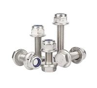 Kit di viti a testa esagonale esterna con flangia M6 in acciaio inossidabile 304 e dadi in nylon, 20 set bulloni esagonali seghettata Fissaggio senza attrezzi(M6x40 (20 sets))