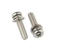 Kit di viti a testa tonda a croce con rondella M4 da 100 pezzi, tre viti combinate(Silver,8mm)