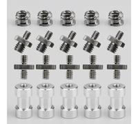 Kit di viti di montaggio 1/4 di pollice Spigot Stud 1/4 "a 3/8" Vite Convertire Adattatore Viti filettate 20-Thread Vite Vite Dado Set Light Stand