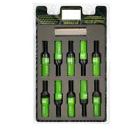 OMP SPEED Set 20 Bulloni Ruota Neri con Chiave Filettata M12X1.5 Metrica 17-19 Lunga 28MM con Protezione in Alluminio Verde 7075 + DIN 12.9