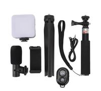Kit di vlogging migliorato: luminosità regolabile, microph per riduzione del rumore e treppiede versatile per videografia, vlogging e interviste multimediali