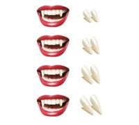 Kit di zanne da vampiro in 4 misure, dentiere finte con 1 tubo adesivo per pellet di denti, per cosplay, feste, Halloween, zanne