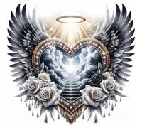 Kit Diamond Painting 5D Cuore con Ali - Pittura a diamante rotonda per adulti e principianti, Quadro Diamantini DIY Romantico per San Valentino, Decorazioni murali per la casa - Regali, 30x30 cm