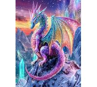 Kit Diamond Painting 5D Drago per Adulti e Principianti,Pittura Diamante Completa con Diamantini Rotondi Colorati,Arte con pietre preziose e drago di cristallo,Decorazione delle pareti di casa,30x40cm