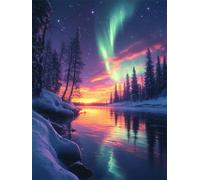 kit Diamond Painting Aurora Pittura Diamante Inverno Diamond Painting Adulti, 5D Full Drill 20x30cm Pittura Diamante Strass Ricamo a Punto Croce per Decorazione Della Parete Casa, Regalo Donna L-438
