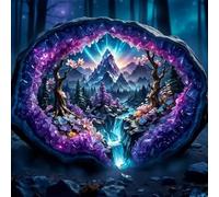 Kit Diamond Painting Cascata 5D per Adulti - Arte di cristallo della foresta fantasy Peinture Diamant, Kit per principianti di gemme artistiche, Per la decorazione delle pareti di casa, 30x30cm