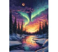 kit Diamond Painting Foresta Pittura Diamante Aurora Diamond Painting Adulti, 5D Full Drill 20x30cm Pittura Diamante Strass Ricamo a Punto Croce per Decorazione Della Parete Casa, Regalo Donna L-403