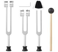 Kit diapason a tre frequenze, 128 Hz, 256 Hz, 512 Hz, set in lega di alluminio con martello e chiave, strumenti compatti per pratiche calmanti
