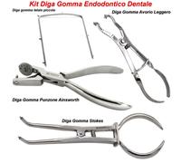 Kit Diga Gomma Endodontico Dentale Pinze Punzone Morsetti Avorio Stokes Telaio