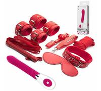 KIT dildo sadomaso rosso gagball corda polsini manette + vibratore pretty daniel