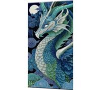 Kit Dipingere con i Numeri per Adulti Luna Drago Paint by Numbers per Adulti con 3 Pennelli e Acrilici, Tela Antipiega 50x100cm, Idee Regalo Creative, Hobby per Principianti, Decorazione Casa w0-1415