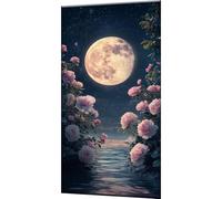 Kit Dipingere con i Numeri per Adulti Luna Lago Paint by Numbers per Adulti con 3 Pennelli e Acrilici, Tela Antipiega 50x100cm, Idee Regalo Creative, Hobby per Principianti, Decorazione Casa w0-1413