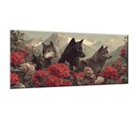 Kit Dipingere con i Numeri per Adulti Paesaggio lupi Paint by Numbers per Adulti con 3 Pennelli e Acrilici, Tela Antipiega 90x180cm, Idee Regalo Creative, Hobby per Principianti, Decora la Casa w0-365