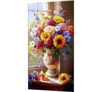 Kit Dipingere con i Numeri per Adulti Pianta Fiore Paint by Numbers per Adulti con 3 Pennelli e Acrilici, Tela Antipiega 50x100cm, Idee Regalo Creative, Hobby per Principianti, Decora la Casa w0-1437