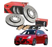 KIT DISCHI FORATI + PASTIGLIE BREMBO ANTERIORI PER ALFA ROMEO GIULIETTA 280MM