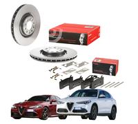 Kit Dischi + Pastiglie Brembo Anteriori Per Alfa Romeo Stelvio E Giulia 16->