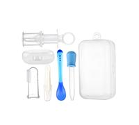 Kit dispenser medicinali per neonati con custodia da viaggio bonus Kit dispenser medicinali contagocce Set essenziali per neonati 5 pezzi blu