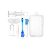 Kit dispenser medicinali per neonati con custodia da viaggio bonus Kit dispenser medicinali contagocce Set essenziali per neonati 5 pezzi blu